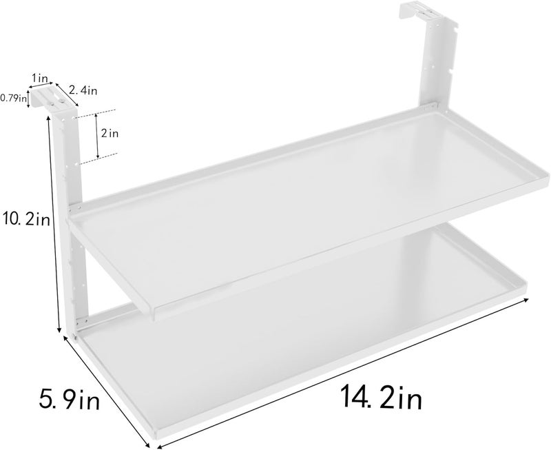 AKBFOX Office Cubicle Shelf - 13.8'' x 5.9'' Dual-Tier Storage Organizer Floating Corner Rack Hanging Shelf Height Adjustable Home Office Essentials for Planter Statue Decor Photo Frame - Image 2